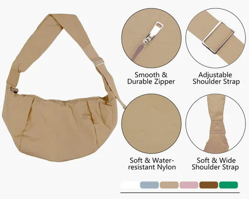 Vista 4 de Plusfeel Bolsos cruzados acolchados para mujer, bolso de hombro grande de moda estilo Hobo Crescent