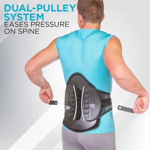 Vista 3 de BraceAbility Soporte lumbar para espalda de descompresión – Cinturón de corsé lumbosacro semirrígido ajustable para discectomía, laminectomía