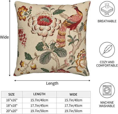 Vista 4 de ChangQingArt Fundas de almohada de lino y algodón, color pavo real, 18 x 18 pulgadas, cuadradas, fundas de almohada para sofá cama