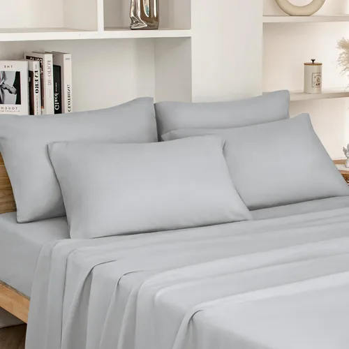 Vista 25 de HOMEIDEAS Sábanas de cama tamaño completo – Juego de 6 piezas (azul aguamarina) – Sábanas de ropa de cama de microfibra cepillada extra suave