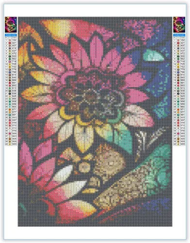 Vista 2 de Kits de pintura de diamantes de flores para adultos principiantes – 5D DIY Kit de arte de diamantes redondos con acuarela, flores y puntos