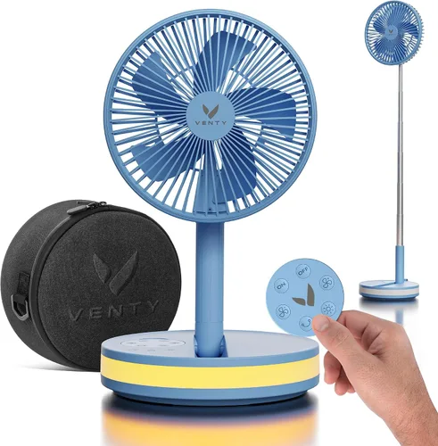 Vista 11 de VENTY Ventilador Portátil - Ventilador Operado por Batería Inalámbrico - 4 Velocidades - Iluminación LED - Estuche de Transporte y Control Remoto