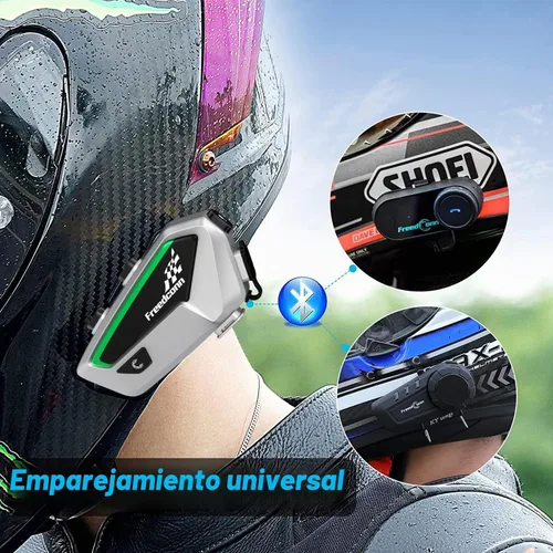 Vista 5 de FreedConn FX - Auriculares Bluetooth para motocicleta con intercambio de música, 2 unidades FX 10 Riders 4,921.3 ft, casco de grupo intercomunicador