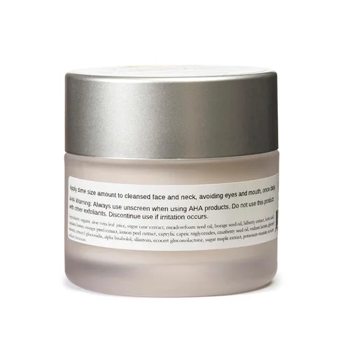 Vista 3 de Crema de renovación glicólica, ácido láctico, extracto de cáscara de naranja y limón, y aceites esenciales, exfolia, revitaliza e hidrata la piel