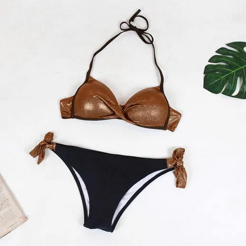 Vista 6 de Bikini Sets for Women O Ring Deep V Bathing Suit Swimwear Strapless Bandeau Low Waisted 2 Piece Swimsuits