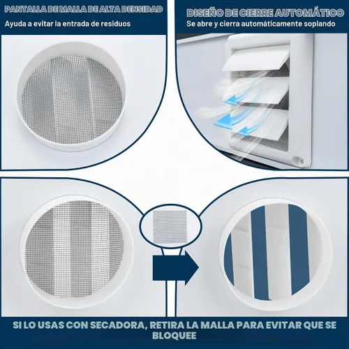 Vista 5 de Kit de ventana de ventilación de secadora para manguera de ventilación de secadora de 4 pulgadas de diámetro, kit de ventilación ajustable