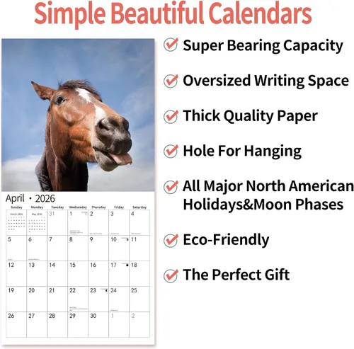 Vista 7 de Calendario de pared 2026, Calendario divertido 2026, noviembre de 2025 - diciembre de 2026, calendario de pared con memes divertidos de animales, 12