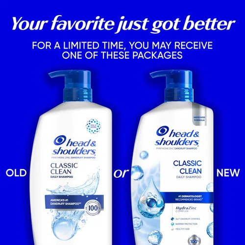 Vista 2 de Head & Shoulders Classic Clean Champú anticaspa, protección contra la caspa de 72 horas, 1% de piritiona de zinc, 28.2 onzas líquidas