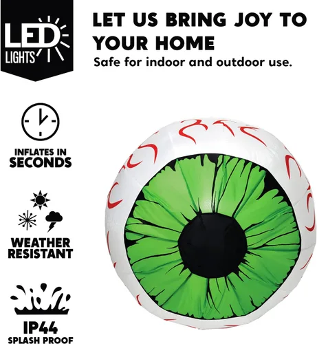 Vista 3 de Joiedomi Paquete de 2 ojos inflables de Halloween de 3 pies, LED, decoración interior y exterior Inflado rápido y diseño resistente a la intemperie