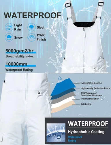 Vista 3 de GEMYSE Women's Insulated Waterproof Ski Bib Overalls Winter Snowboarding Pants
