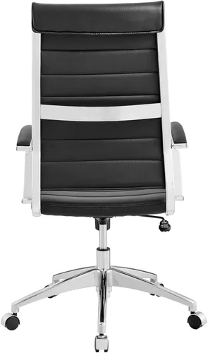 Vista 8 de LexMod Jive silla de oficina ejecutiva acanalada respaldo alto, Vinilo, Negro