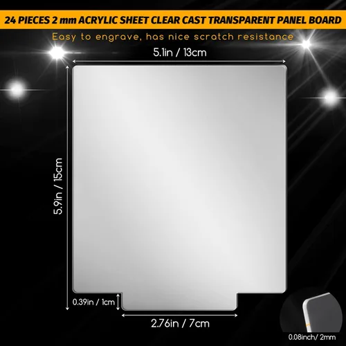 Vista 2 de 24 hojas acrílicas transparentes de 0.079 pulgadas para base de luz LED, rectángulo en blanco, tablero fundido transparente, panel de luz en blanco