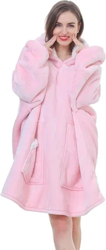 Vista 28 de Kipswiza Manta Ponible con Capucha para Mujeres y Hombres, Sudadera de Mantas con Capucha de Sherpa Suave y Acogedora Extragrande como Regalos