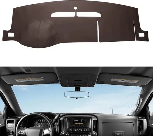 Vista 9 de Alfombrilla de salpicadero de cuero con protección solar compatible para 99-06 Chevy Silverado GMC Sierra, 00-06 Chevy Suburban Tahoe GMC Yukon/XL