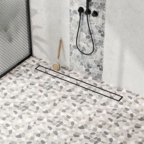 Vista 11 de Neodrain Drenaje de ducha lineal de 18 pulgadas con rejilla de inserción de azulejos, desagüe de suelo de ducha rectangular de acero inoxidable