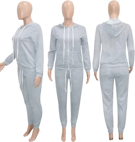 Vista 5 de Angsuttc Conjunto deportivo de 2 piezas para mujer, conjunto casual de manga larga con capucha y pantalones deportivos