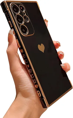 Vista 183 de phylla Funda de teléfono compatible con Samsung Galaxy A12 de 6.5 pulgadas, lindo corazón chapado en oro, elegante funda de lujo para mujer
