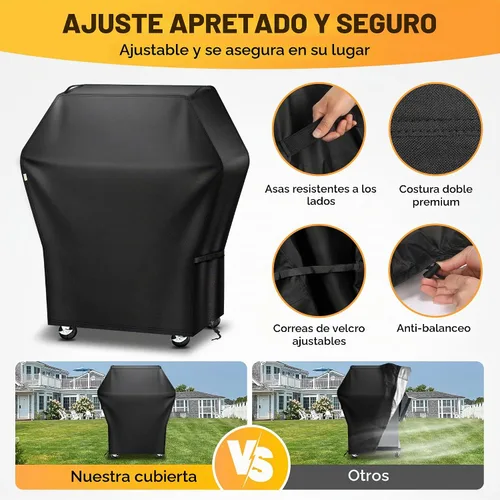 Vista 3 de Funda para parrilla de 32 pulgadas para parrilla al aire libre, impermeable, resistente a la intemperie, resistente a los rayos UV y a