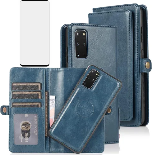 Vista 8 de Asuwish Funda para Samsung Galaxy S20 Plus/S20 Plus 5G - Funda con tapa con cartera, protector de pantalla de vidrio templado, correa