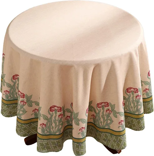 Vista 46 de [Usado] patdrea Mantel largo de lino de diseño verde para mesa rectangular, mantel vintage transpirable con patrón de frutas amarillas, funda