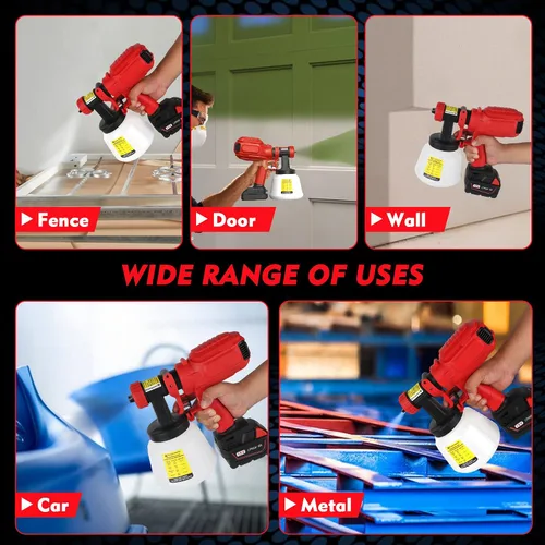 Vista 8 de Pulverizador de pintura inalámbrico para batería Milwaukee de 18 V, pulverizadores de pintura para interior del hogar HVLP eléctrico sin aire