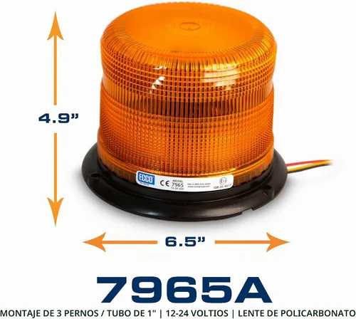 Vista 3 de ECCO 7965A Faro de luz LED: Pulse II, perfil bajo, 12-24V CC, 11 patrones de destellos, ámbar