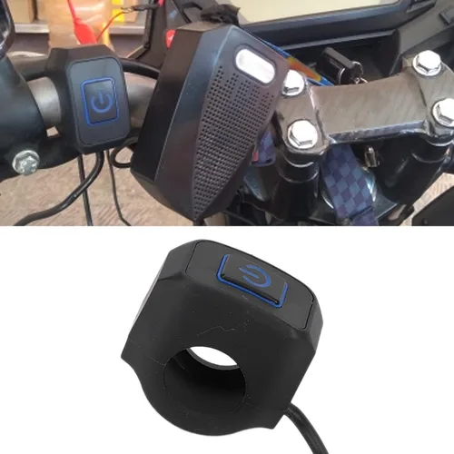 Vista 4 de Yctze Interruptor de manillar de motocicleta de 0.866 in, botón de control universal para faros delanteros (metal ABS) (azul)