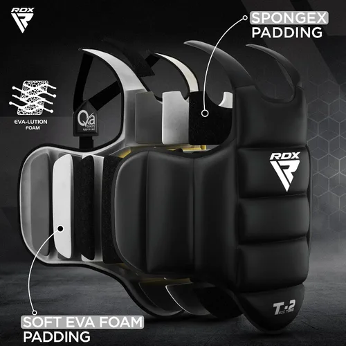 Vista 6 de RDX - Protector corporal reversible para boxeo, protector de pecho para kickboxing, MMA, Muay Thai, para entrenamiento de combate y golpes pesados