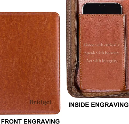 Vista 4 de Regalos personalizados para hombres, cartera de cuero, regalo de cumpleaños para esposo e hijo, padfolio regalo de oficina para compañero