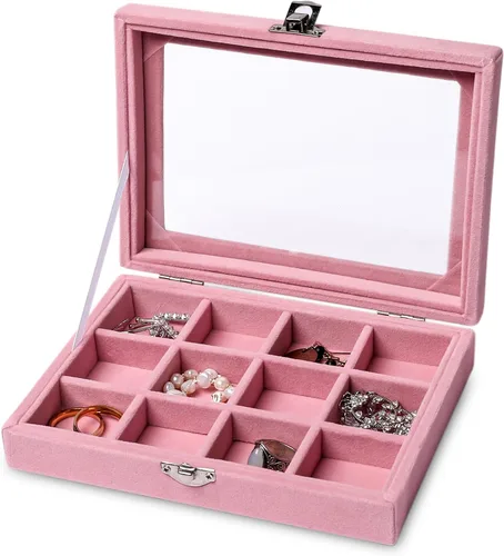Vista 17 de Frebeauty Bandeja organizadora de anillos de terciopelo pequeña Beige