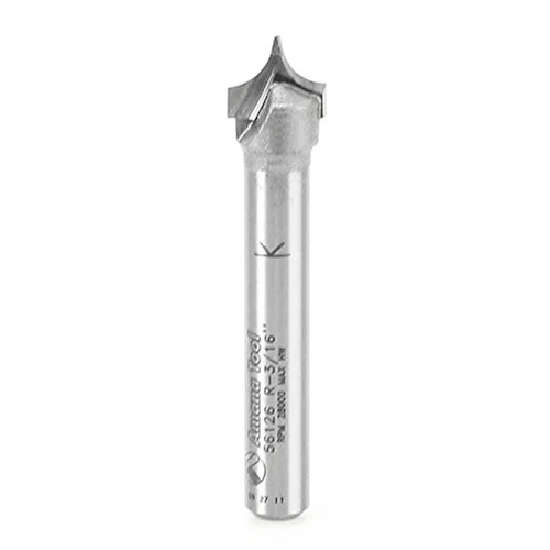 Vista 2 de Amana Tool 56144 Broca de enrutador de corte de punta con punta de carburo, redondeada, redondeo 1/2 R x 1 D x 3/4 CH x 1/4 Shank x 2 pulgadas