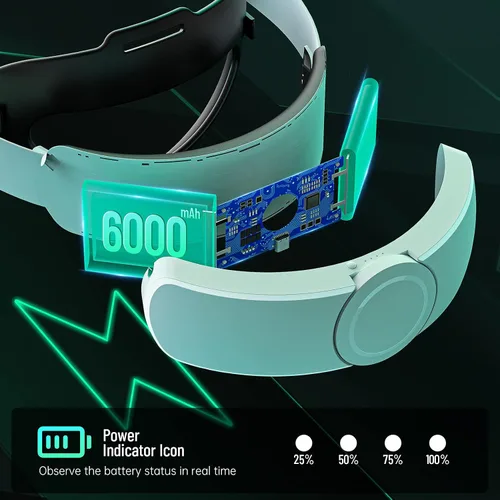 Vista 7 de Head Strap for Oculus Quest 2 Accessories with 6000mah Rechargeable Battery Pack, Okaycat Flip-Adjustable Elite Strap for Meta Quest 2 Balance and