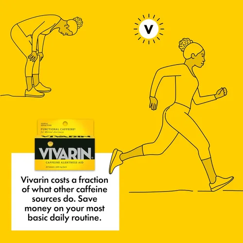Vista 5 de Vivarin, Pastillas de cafeína, 200 mg de cafeína por dosis, de forma segura y eficaz te ayudan a mantenerte despierto, sin azúcar, calorías