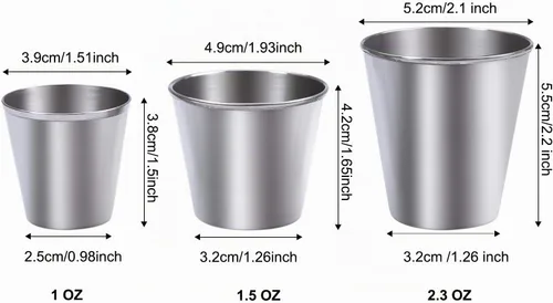 Vista 4 de Ruisita Vasos de chupito de acero inoxidable 12 vasos de chupito de acero inoxidable (1 onza/1.0 fl oz)