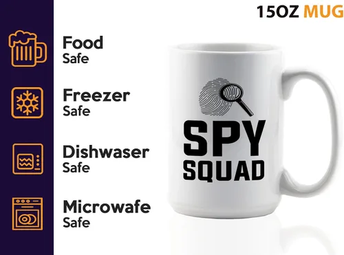 Vista 4 de Taza de café detective de 15 onzas, color blanco, escuadrón espía, oficial de policía, patrulla policial, detective, policía, policía, policía