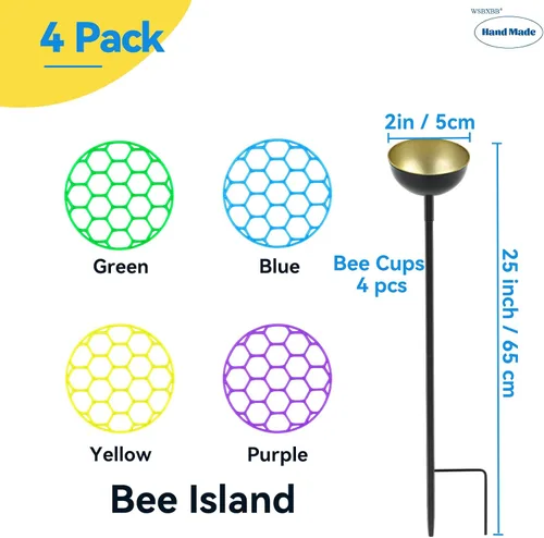 Vista 2 de Paquete de 4 estaciones de agua para abejas y mariposas para jardín con isla de abejas, atrapador de agua de abejas para polinizadores sedientos