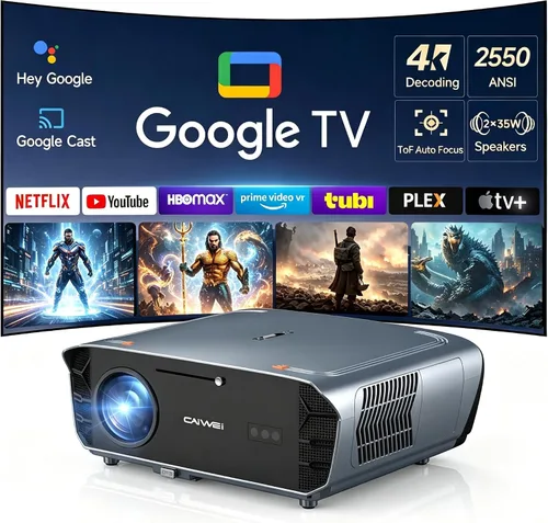 Vista 14 de Proyector portátil inteligente 4K para el hogar, proyector de película de 1300 lúmenes ANSI con enfoque automático, WiFi Bluetooth, 3 modos