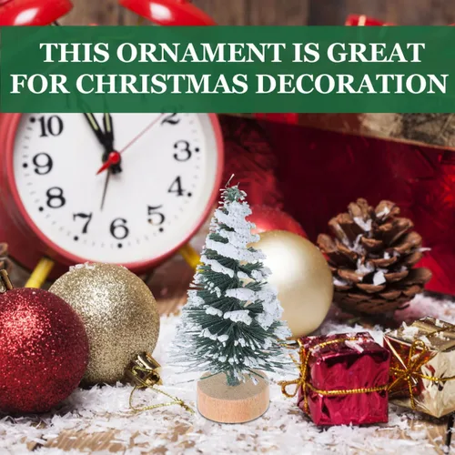 Vista 5 de 10 piezas de mini árbol de Navidad en miniatura de pinos con base de madera para manualidades, fiesta de Navidad, decoración del hogar