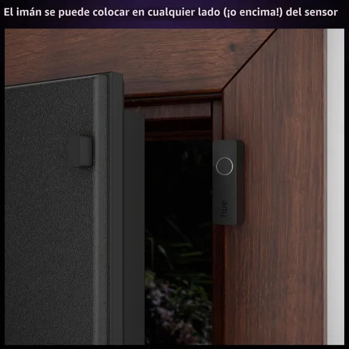 Vista 3 de Philips Hue Sensor de Contacto Inteligente Seguro, Negro - Paquete de 1, Sensor de Puerta Hecho para Puertas y Ventanas Interiores, Alarma de Puerta
