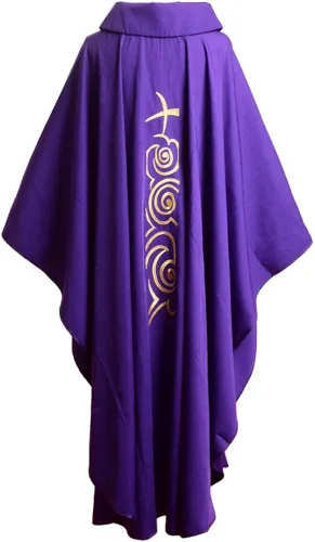 Vista 5 de BLESSUME Vestiduras de casulla Iglesia púrpura sacerdote ropa