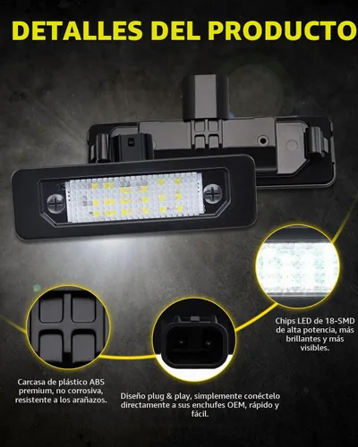 Vista 3 de Luces LED para matrícula, color blanco brillante, repuesto de montaje de lámpara compatible con Ford Fusion 2006-2012, Mustang 2010-2014, Taurus