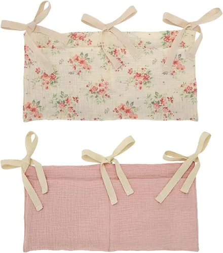 Vista 9 de Surakey Organizador colgante de pañales para bebé, apilador de pañales, bolsillo para cuna de bebé con correas, organizador de bolsa