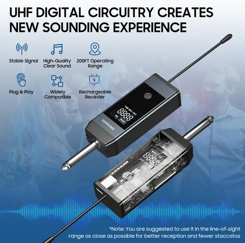 Vista 4 de Micrófono inalámbrico, sistema de micrófono dinámico de metal inalámbrico dual UHF con receptor recargable, adecuado para cantar karaoke, bodas