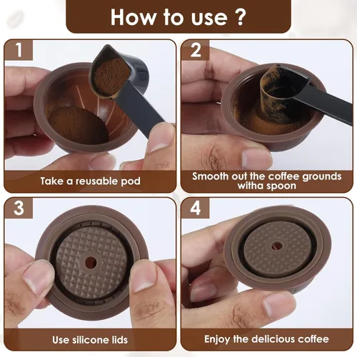 Vista 9 de 5 cápsulas de café reutilizables Vertuo, cápsulas de café recargables, compatibles con máquina de café Nespresso Ver0tuo, con 2 cápsulas de café