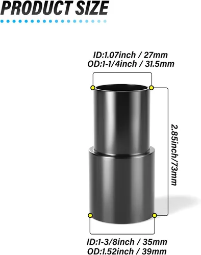 Vista 2 de MEANLIN 2 adaptadores universales de manguera de vacío de 1-3/8 a 1-1/4 pulgadas, conector de manguera de vacío de plástico, accesorios reductores