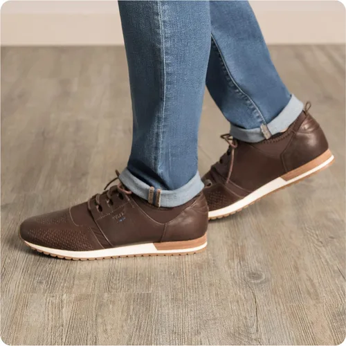 Vista 3 de VELEZ Zapatillas de cuero para hombre - Zapatos de vestir casuales de negocios - Tenis de moda con cordones