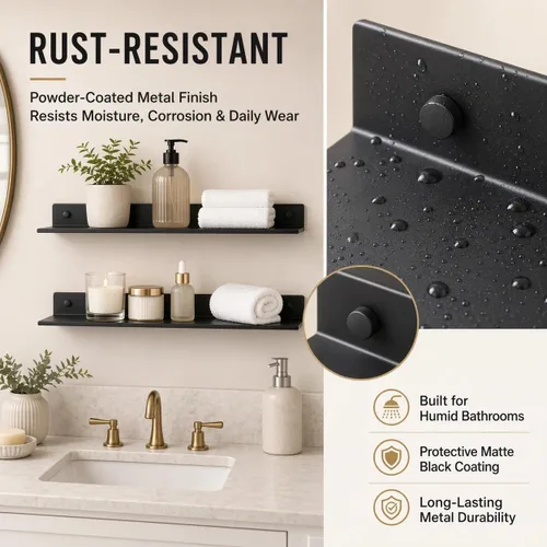 Vista 3 de Z Metnal - Estantería de baño (3 unidades, tamaño pequeño, flotante)