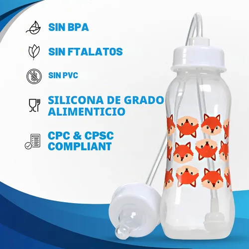 Vista 2 de Podee - Botella manos libres para bebé, sistema de alimentación anti-cólicos, Fox