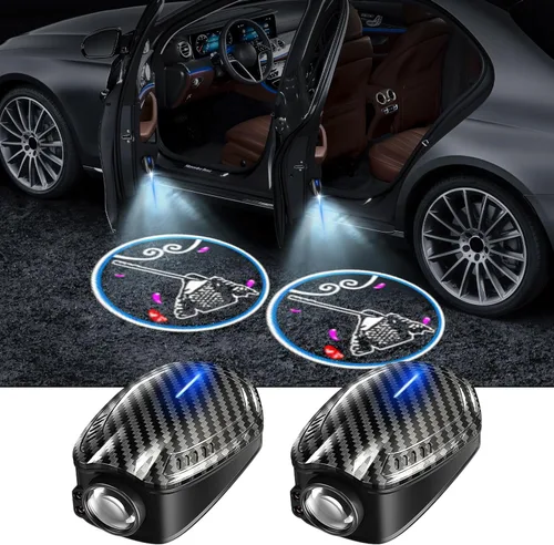 Vista 11 de 2 luces para puerta de automóvil, proyector de logotipo, esqueleto de calavera, universal, inalámbrico, para puerta de automóvil, luces LED