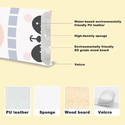 Vista 5 de SOVORM Paneles tapizados de piel sintética 3D con bonito diseño de animales, panel de pared anticolisión para decoración de pared, paquete de 8